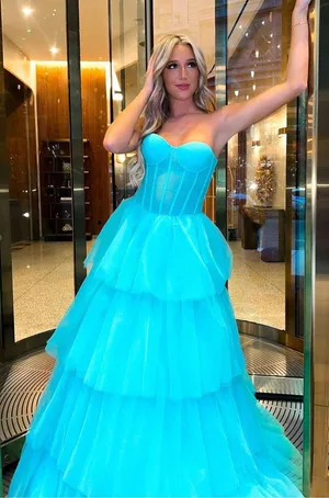 Turquoise Prom Dress FancyVestido thumbnail 1