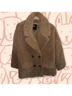 Zara double breasted Teddy jacket thumbnail 2