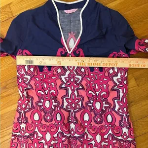 Lilly Pulitzer Ciara Tunic Bright Navy Brava Multi Chorus Girl Small Pink White thumbnail 9