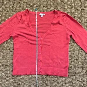 Women’s Gap Coral V-Neck Button Front Cardigan Sweater M 3/4 Sleeve Cotton thumbnail 5