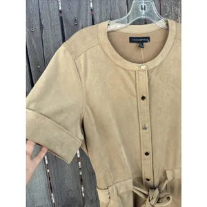 Banana Republic Womens Shirt Dress Tan Suede Short Sleeve Size 12 NWT thumbnail 4