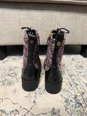 Tory Burch Combat Lug Sole Tweed Leather Boots thumbnail 4