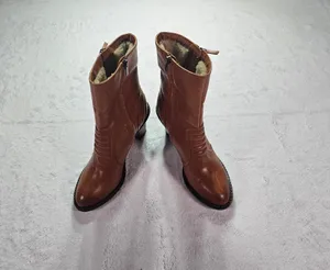Clarks Womens Tan Leather Ankle Boots Block Heel Size 10 Brown thumbnail 3