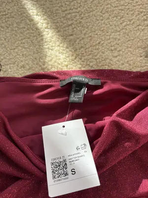 Forever 21 Off-Shoulder Sparkle Long Sleeve Top - Burgundy thumbnail 2