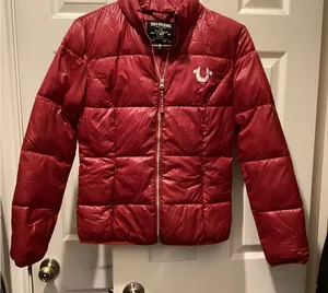 True Religion Cherry Red Quilted Jacket thumbnail 1