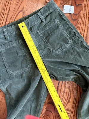 FREE PEOPLE High Time Velvet Kick Flare Pants Chive Green Size 12 NWT thumbnail 12
