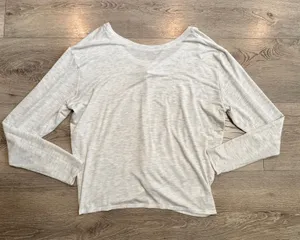 Lole Activewear Top Heathered Knit Oatmeal‎ Tan Comfy Tee Workout Size Small thumbnail 1