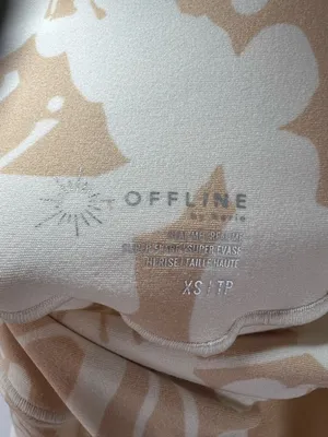 Offline By Aerie Real Me Super Flare Crossover HiRise Leggings Tan Floral Y2K XS thumbnail 11