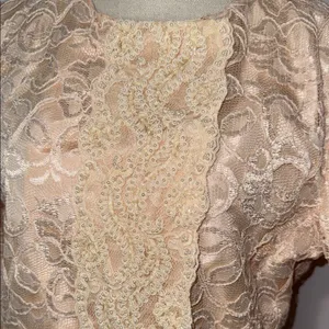 Christian Dior Elegant Lace Overlay Peach Dress Set thumbnail 6