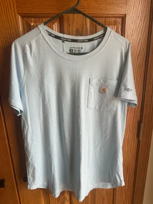 Women’s Carhartt Force Relaxed Fit Pocket T-shirt Light Blue Size XL New thumbnail 1