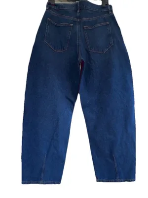 LOFT The Barrel Jeans Size 8/29 Dark Wash High Rise Barrel Leg Horseshoe Denim thumbnail 6
