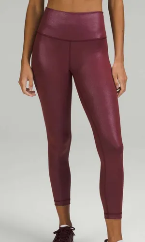 Lululemon Wunder Train High-Rise Tight 25" *Foil Radiate Red Merlot Size 10 $118 thumbnail 1