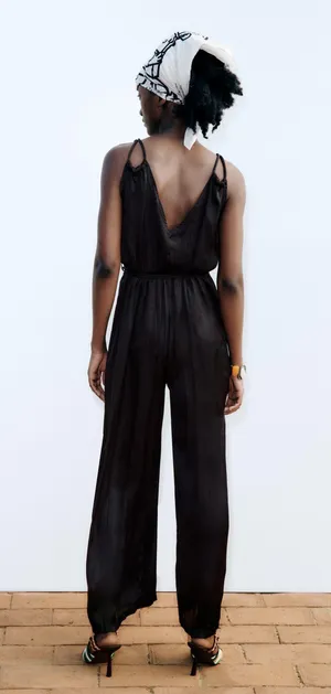 ZARA nwt satin effect pleated jumpsuit romper thumbnail 7