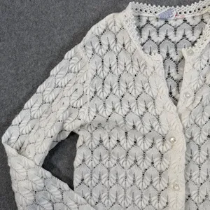 Vintage Americana Knitting Mills Open Knit Cardigan Sweater Women's 38 Ivory thumbnail 3