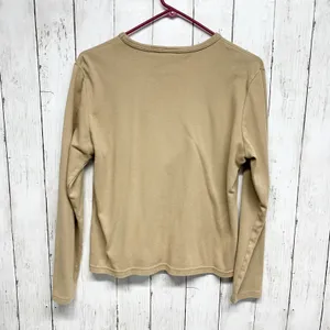 Mountain Lake Shirt Women Large Tan Embroidered Crewneck Long Sleeve Minimalist‎ thumbnail 6