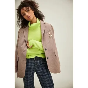 NWT!! FREE PEOPLE Treasure Turtleneck Cashmere Sweater Lime Punch Knit Large thumbnail 5