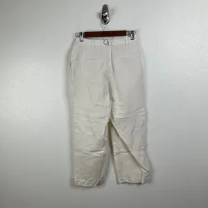 H&M White Linen‎ Blend Pants Size 4 thumbnail 2