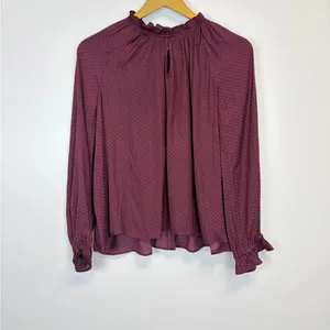 Madewell Burgundy Ruffled Blouse thumbnail 2