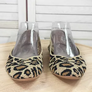 Women's Cleo‎ Leopard Print Knit Casual Pointed Toe Ballet Flats Tan 7 thumbnail 2