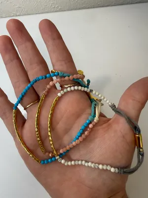 Gorjana Power Gemstone Bracelet Stack Set of 3 Gold Bar Adjustable thumbnail 1