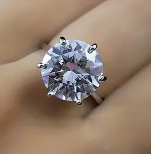 Single Solitaire Real 925 Silver 5ct Diamond Ring thumbnail 6