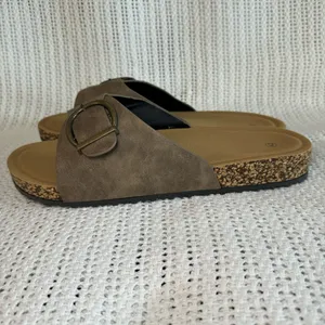 New. Women’s Cork Footbed Slide Sandals with Buckle – Taupe size 10 thumbnail 10
