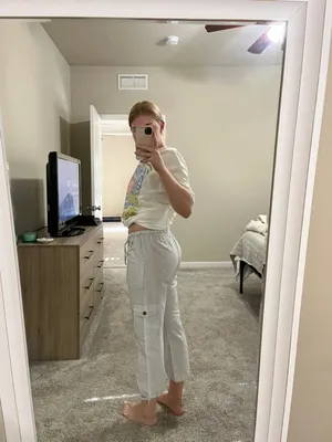 Extra Small White Pinstripe Linen Pants Size XS thumbnail 5