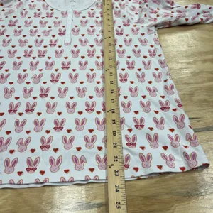 Roller Rabbit Love Bunnies Ladies 2 Piece Pajama PJ Set Pink White Size Large thumbnail 10
