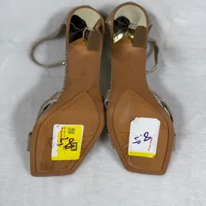 Franco Sarto Rania 2 Champagne Gold Glitter Square Toe‎ Heeled Sandals 8.5M thumbnail 12