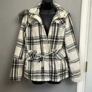 YMI Ladies Flannel Winter Coat wool blend size L thumbnail 1