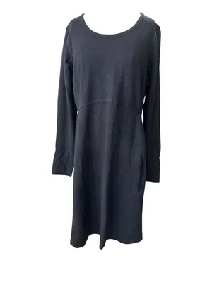 Duluth Trading Wearwithall Ponte Dress M Black Long Sleeve 4-Way Stretch pockets thumbnail 2