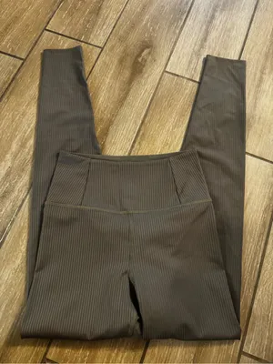 girlfriend collective Ribbed High-Rise Leggings in Olive thumbnail 1