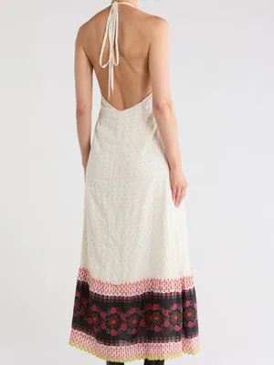 Free People Cubana Border Print Halter Maxi Dress NWT Medium thumbnail 3