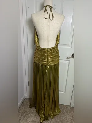 Metallic Gold High-Slit‎ Maxi Dress thumbnail 5