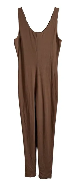 JLUXLABEL Pecan Alo Jumpsuit Brown Double Layer Scoop‎ Neck Bodycon Neutral XL thumbnail 1