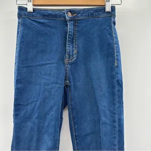 Free People We The Free Riley Skinny Jeans Women's 25‎ Dark Wash Split Hem Mid thumbnail 4