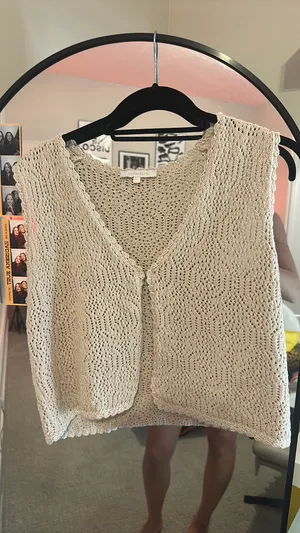 Boutique cardigan crochet sweater vest thumbnail 1