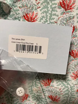 HILL HOUSE (NWT) The James Button-Down Shirt in Floral Vine, Mint/Coral, Size S thumbnail 5