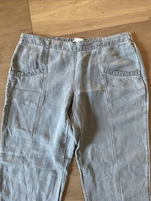 C&C California Linen Lyocell Cropped Pull On Pants Gray Size Large thumbnail 2