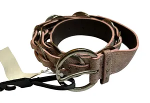 NWT Sparkling Pink Faux Leather Braided Belt Interlocking Silver Circles 42.5” thumbnail 1