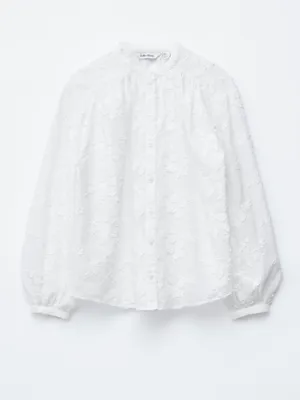 NWT & Other Stories White Floral Embroidered Cotton Blouse Size 10 thumbnail 2