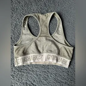 Gymshark Flex Sports Bra Greenish/Gray with Tan Band | Size M/L thumbnail 7