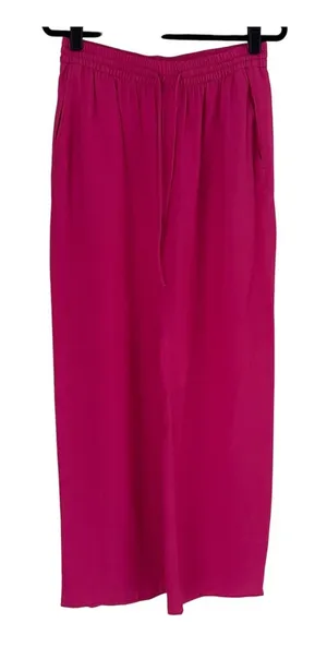 Zara Size-L‎ Women's Pants Pink Wide Leg Elastic Drawstring Waist Pull On thumbnail 1