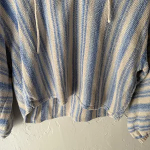 Billabong Striped Lace Up Knit Sweater Pullover Women M Blue Cream‎ Surfer Beach thumbnail 4