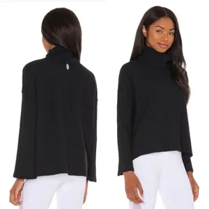 Free People Movement Black Ribbed Turtleneck Boxy Top Womens Small thumbnail 2