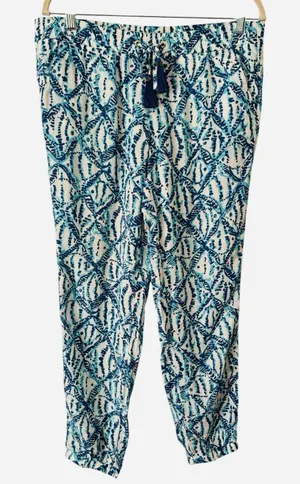 Lilly Pulitzer Piper Island Jogger Pants Sparkling Blue Hook Up Size Medium thumbnail 1