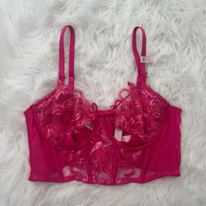 Victoria’s Secret Dream Angels Wicked Shimmer Heart Embroidery Corset Pink Large thumbnail 2
