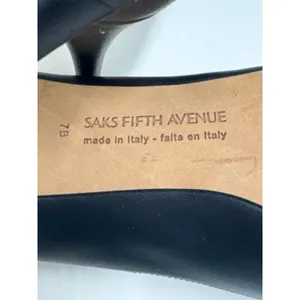 Saks 5th Avenue Vintage Saks Fifth Avenue Pumps Womens 7B Black Leather Pointed Toe Italy thumbnail 8