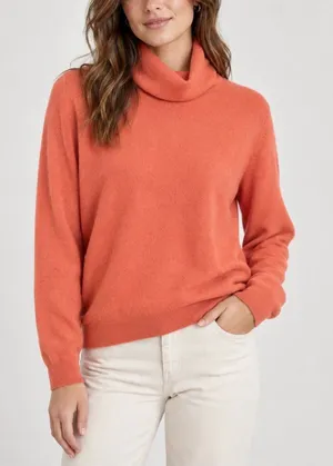 Pure Collection 100% Cashmere Turtleneck Sweater Coral Orange Size 14 16 thumbnail 1