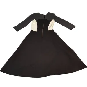 Boden Black White Colorblock Quilted Textured Fit & Flare Dress 3/4 Sleeve 4 thumbnail 6